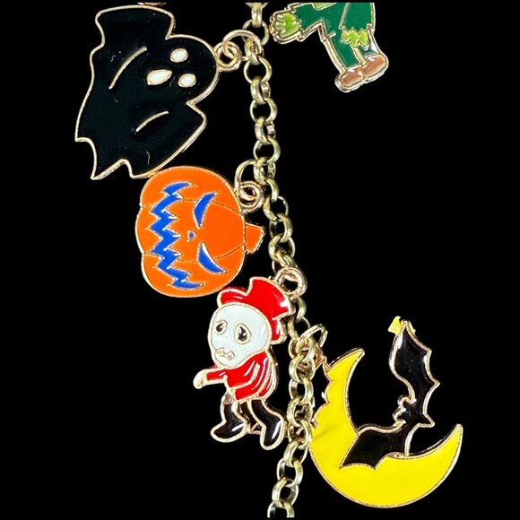 Halloween Charm Handmade Bag Charm Keychain on gold tone chain - Picture 4 of 7